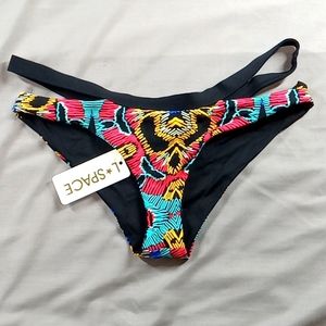 L Space Bikini Bottom Women LARGE Cruisewear Resort New Beach Multicolor Teens